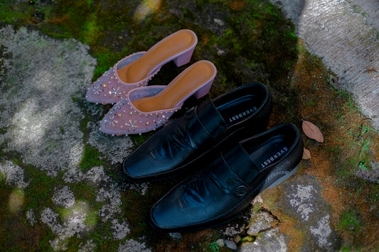 a pair of shoes on a rock