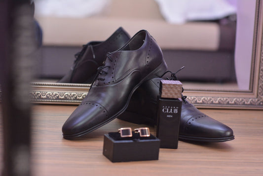 a pair of black shoes