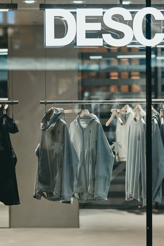 Descente storefront showcasing modern activewear apparel.