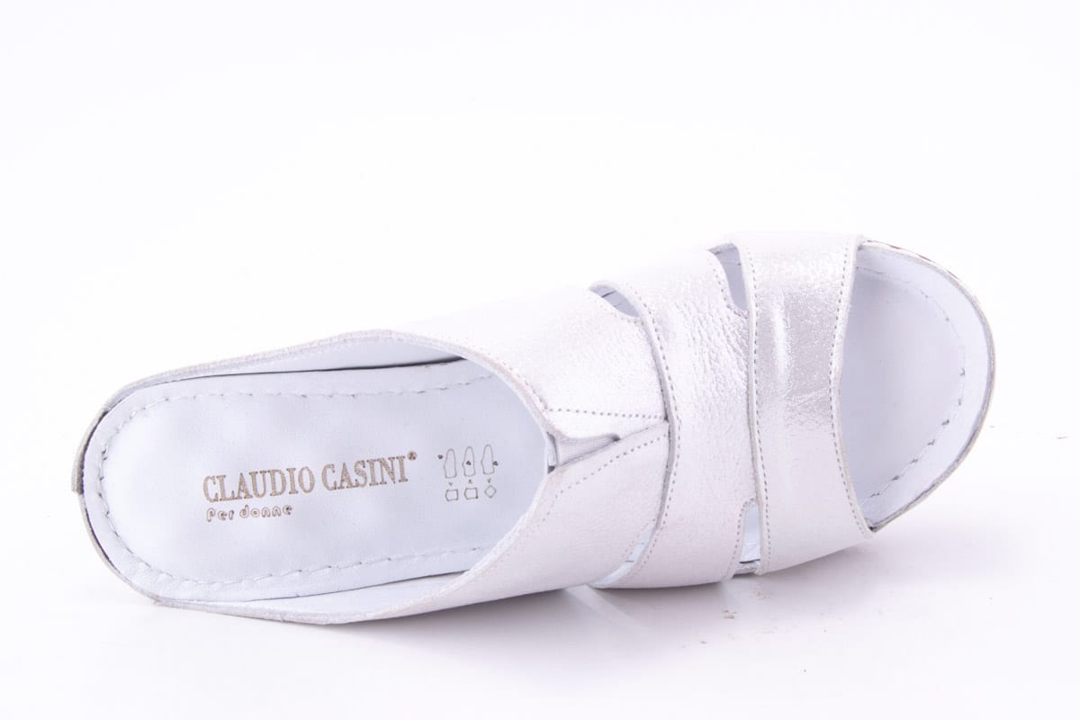'-amely.ro-Claudio Casini-Saboti Dama Claudio Casini Piele Naturala De Vitel Cart 6113 /Alb